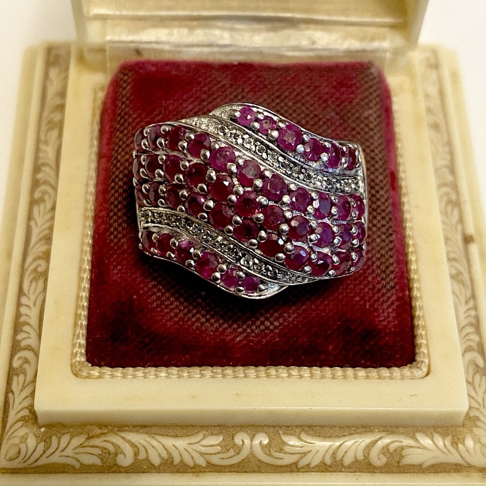 Chuck Clemency STS Sterling Silver 925 Rhodolite Garnet Cluster Ring sz 7